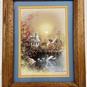 Vtg Andres Orpinas Art Print 12"×15" wood frame